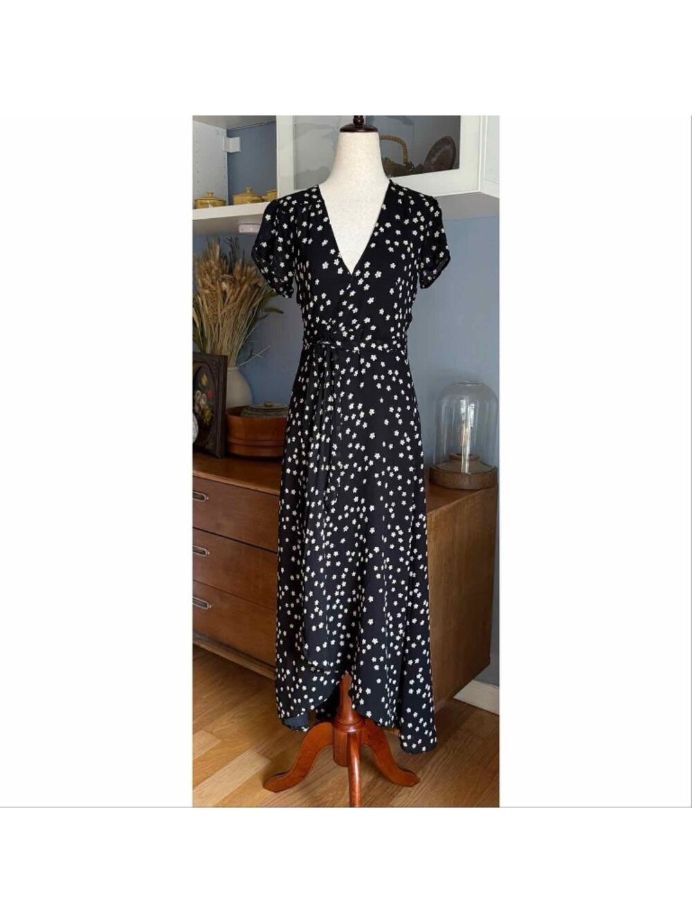 Christy Dawn Bluebell Wrap Long Maxi Midi Black Floral Dress